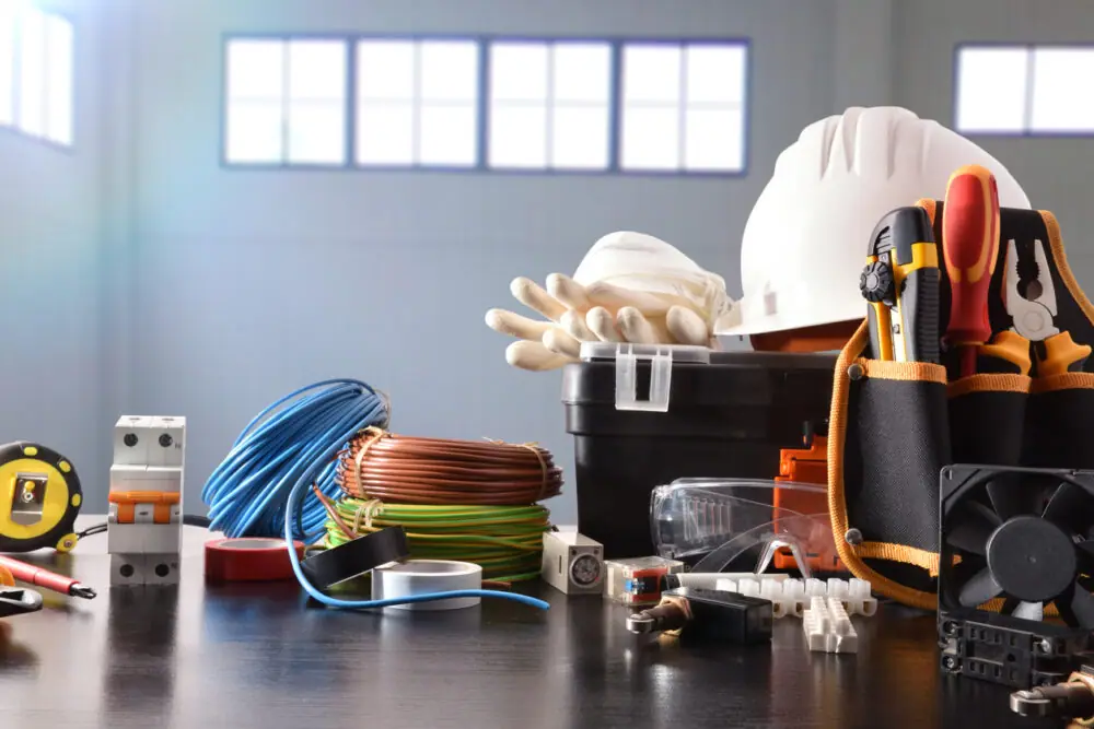 Electrical tools, wire and safety gear for a generator installation